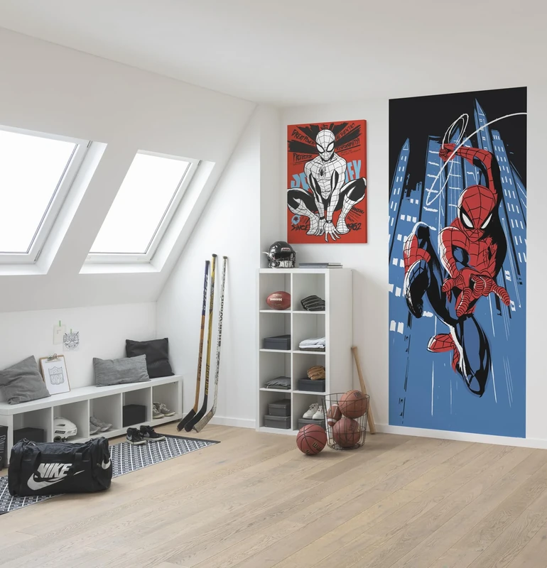 Komar Marvel Fleece Photo Wallpaper Spider-Man Rooftop Rockin' Size 100 x 250 cm Children's Bedroom Wallpaper Children's Wallpaper