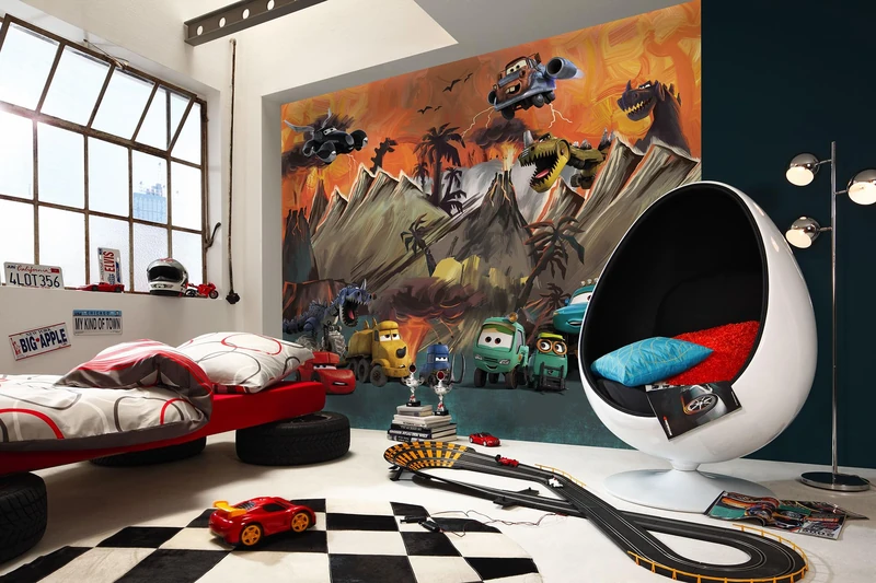 Komar Disney Fleece Photo Wallpaper Cars Carosaurus Size 300 x 250 cm Children's Bedroom Wallpaper Car