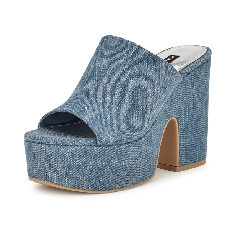 Nine West Women's Olley Wedge Sandal, Denim Blue 420, 6.5 UK - Image 1