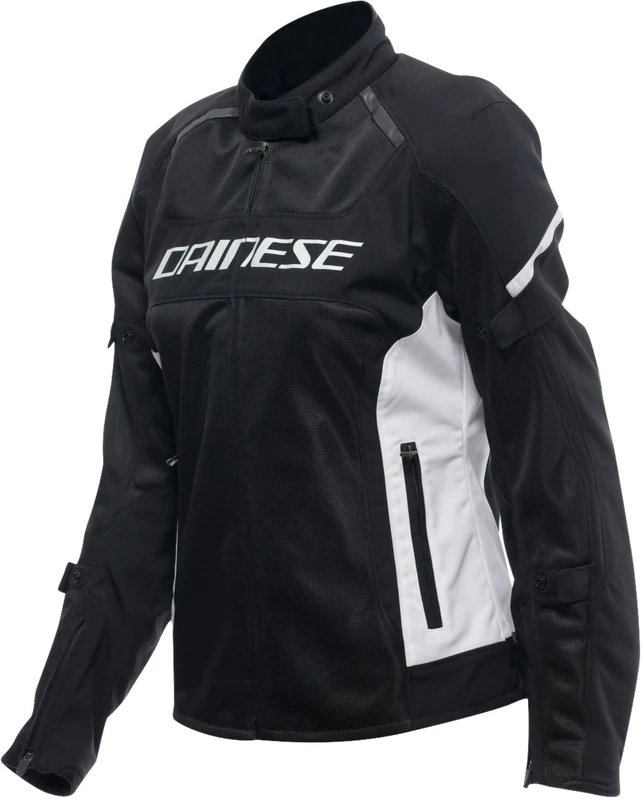 DAINESE - Air Frame 3 Tex Jacket Wmn, Summer Motorcycle Jacket with Detachable Windproof Lining, Woman, Black/White/White, 52