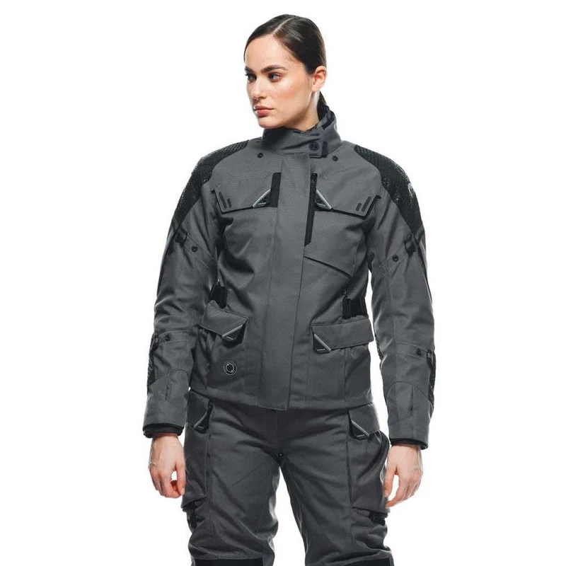 Dainese - Ladakh 3L D-Dry Lady Jacket, Waterproof Motorcycle Touring Jacket, Protections On Shoulders And Elbows, 4 Seasons, Women's Motorcycle Jacket, Iron-Gate/Black, 52