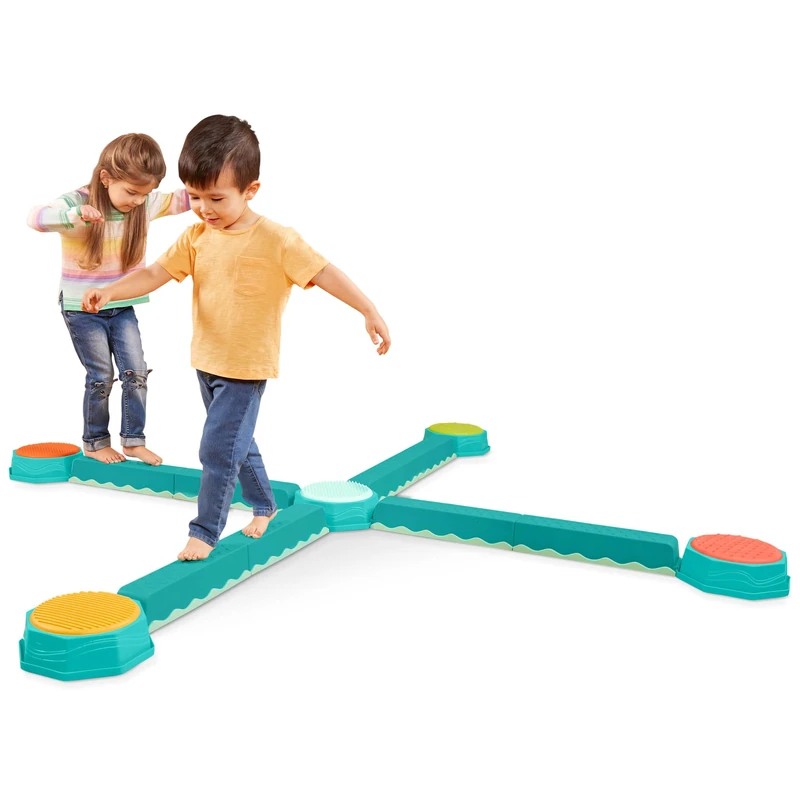 B. toys – Balance Beam for Kids – Interlocking Balancing Beams – 5 Sensory Pads & 8 Beams – Active Play for Toddlers, Kids – 3+ Years– Balance & Build Set