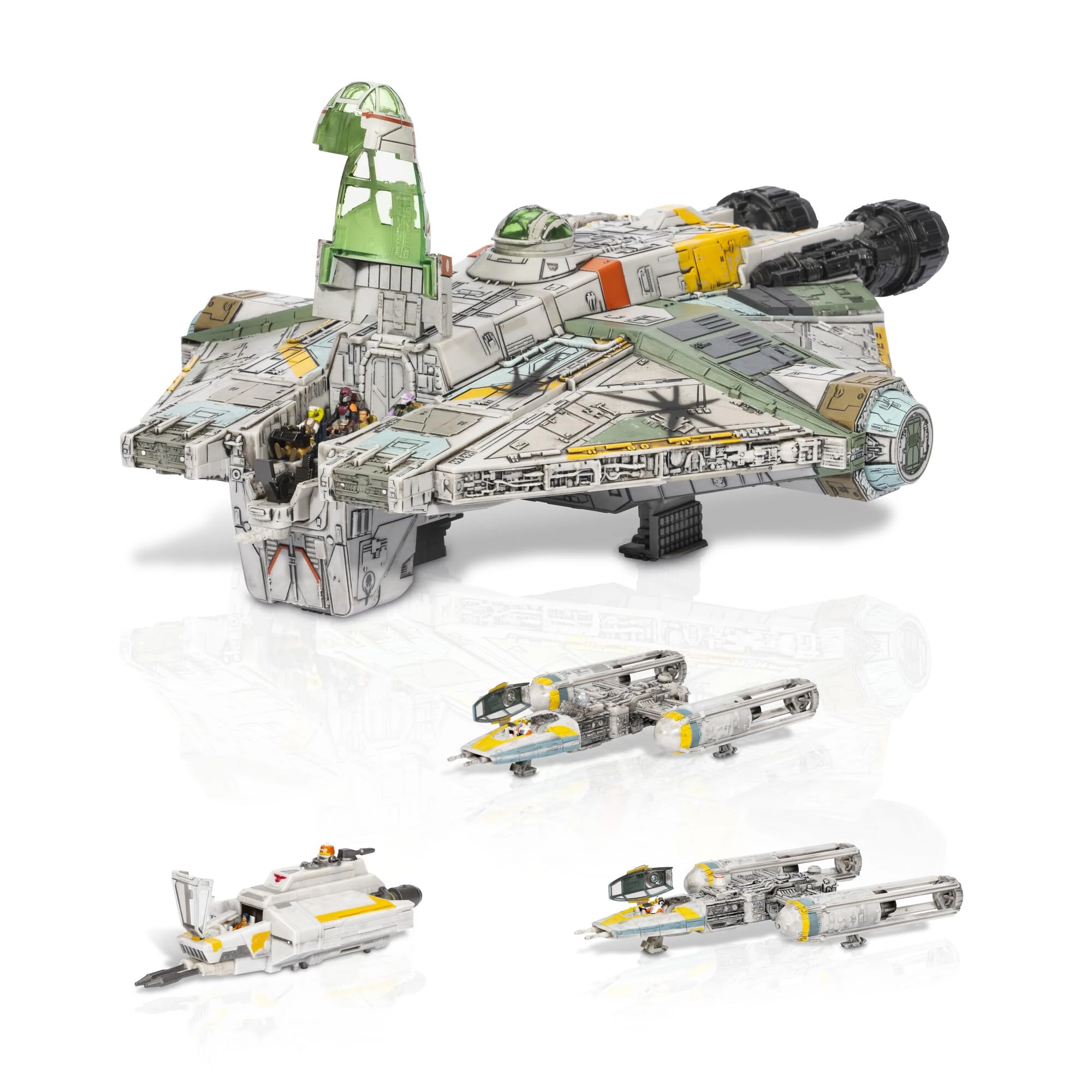 Star Wars Micro Galaxy Squadron Ghost (Secret Mission) - 15-Inch Vehicle with Three Additional Vehicles plus Ten Micro Figures Accessories - Amazon Exclusive