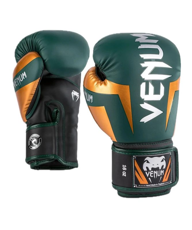 Venum, Elite Boxing Gloves, Unisex Adult, 10 Oz, Green/Bronze/Silver