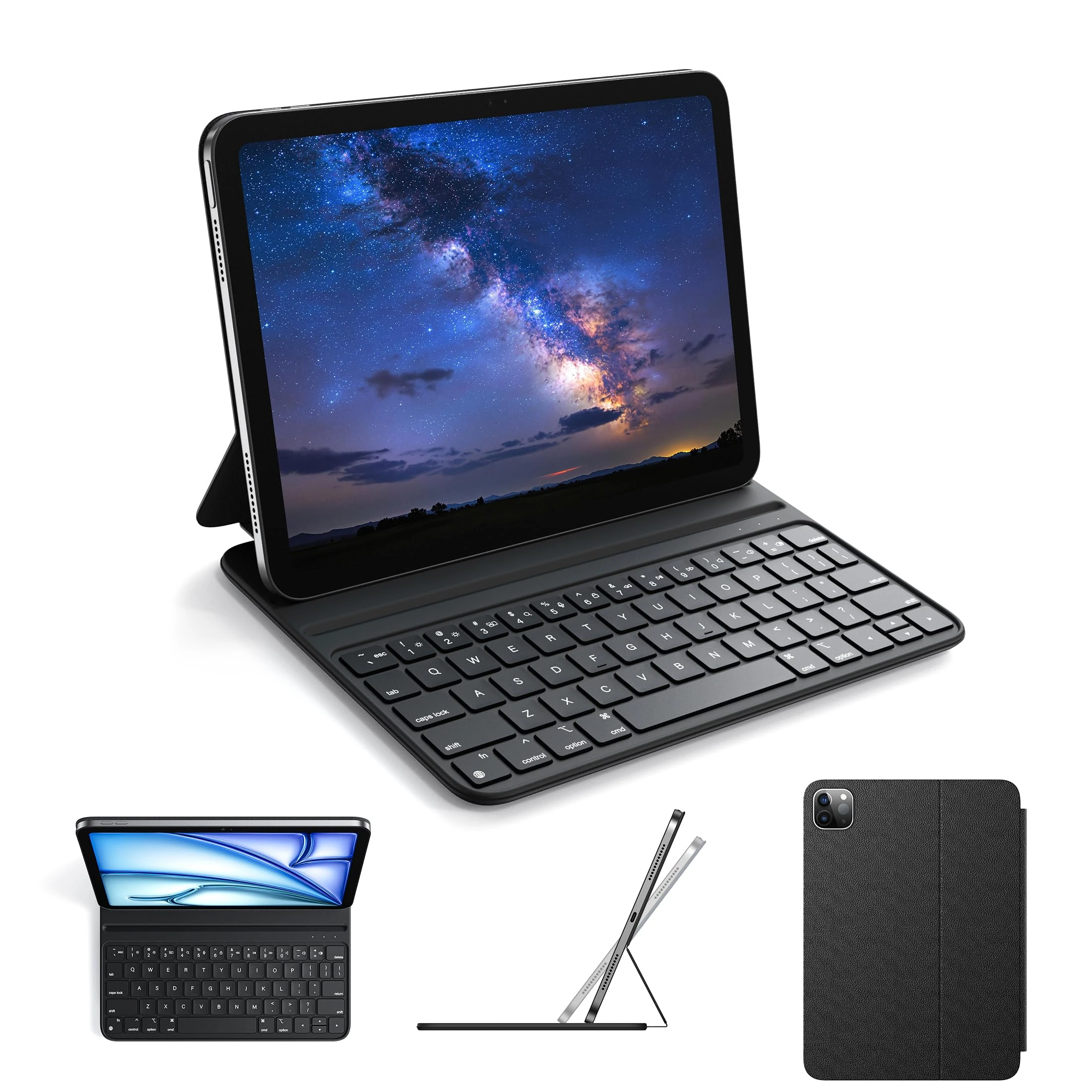 HOU Keyboard Case for iPad Air 11 inch M2/M3 & iPad Air 5th/4th(2022/2020) & iPad Pro 11 inch 4th/3rd/2nd/1st (2018-2022) – Smart Cover Folio, Slim & Light, Semi-Silicone, 2 Viewing Angles