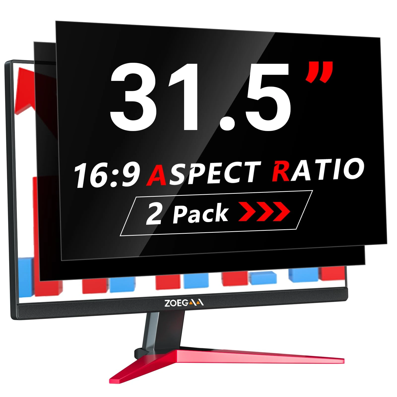 ZOEGAA 2 Pack 31.5 Inch Computer Privacy Screen Filter for 16 9 Monitor, Removable&Anti Blue Light Privacy Screen 31.5 for HP Dell Acer Asus Samsung Lenovo
