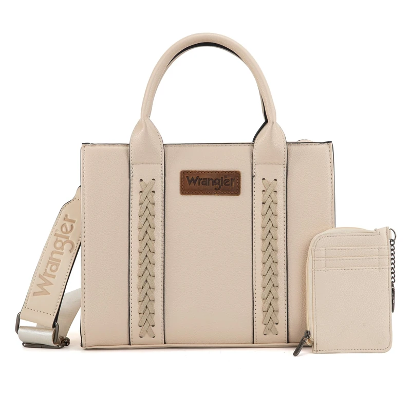Wrangler Tote Bags for Women Western Purse and Handbags Satchel Top-handle with Card Holder, Classic-beige, M
