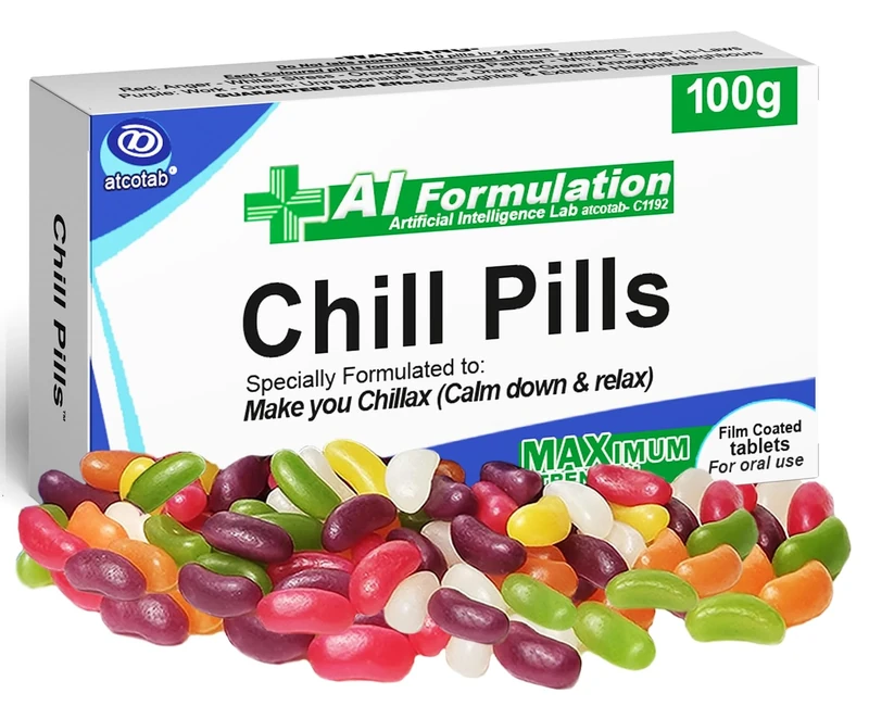 Funny Rude Joke Stress Tablets Calm Pill Box Prank Includes Jelly Beans Sweets Unusual Gift for Men Birthday Gifts Women Dad Boyfriend