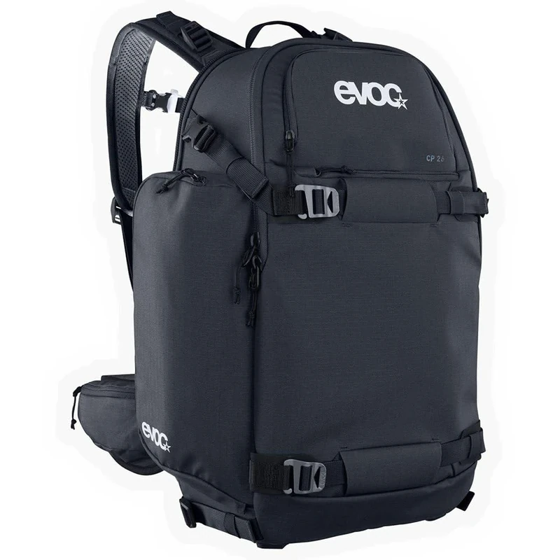 EVOC CP 26 sports rucksack, ideal photo bag (adjustable hip belt, compartments for small items, avalanche equipment, breathable material, dimensions: 30 x 52 x 17 cm, volume: 26 l), black