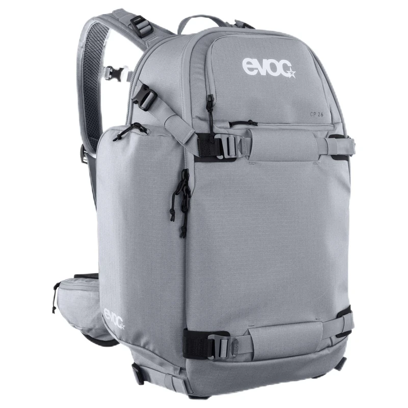 EVOC CP 26 sports rucksack, ideal photo bag (adjustable hip belt, compartments for small items, avalanche equipment, breathable material, dimensions: 30 x 52 x 17 cm, volume: 26 l), stone grey