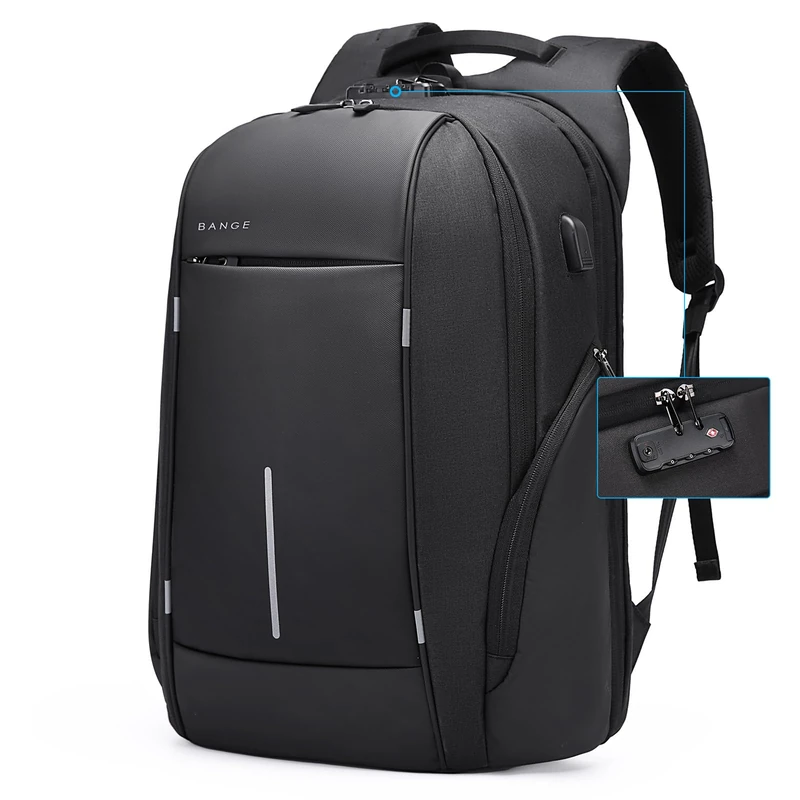 BANGE Travel backpack, Anti Theft Laptop Backpack Fits for 15.6inch, Black, M, Laptop