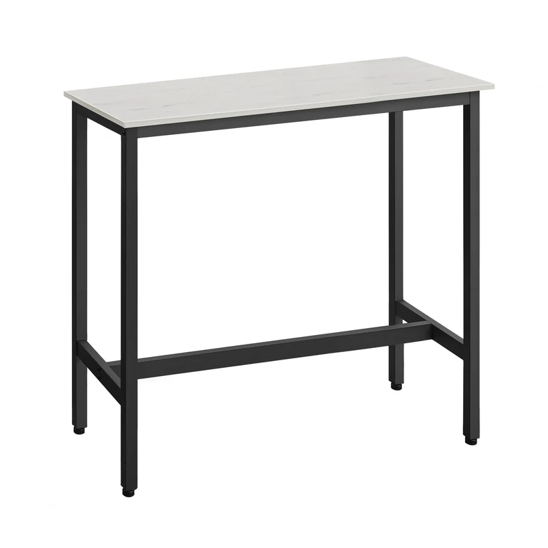 VASAGLE Bar Table, Kitchen Table, Pub Dining High Table, Sturdy Steel Frame, 40 x 100 x 90 cm, Easy Assembly, Industrial Design, Rustic White and Ink Black LBT010B73