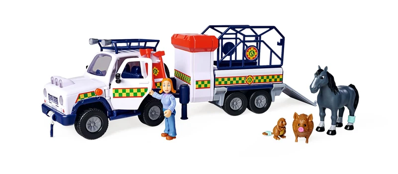 Simba Fireman Sam Animal Rescue Trailer with Light and Figure