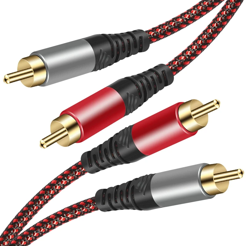 Tiierzon RCA Cable 1.5M,2Rca Male to 2-RCA Male Audio Stereo Subwoofer Cable [Hi-Fi Sound] Nylon-Braided Auxiliary Audio Cord for Home Theater, HDTV, Amplifiers, Hi-Fi Systems,Speakers and etc (1.5m)