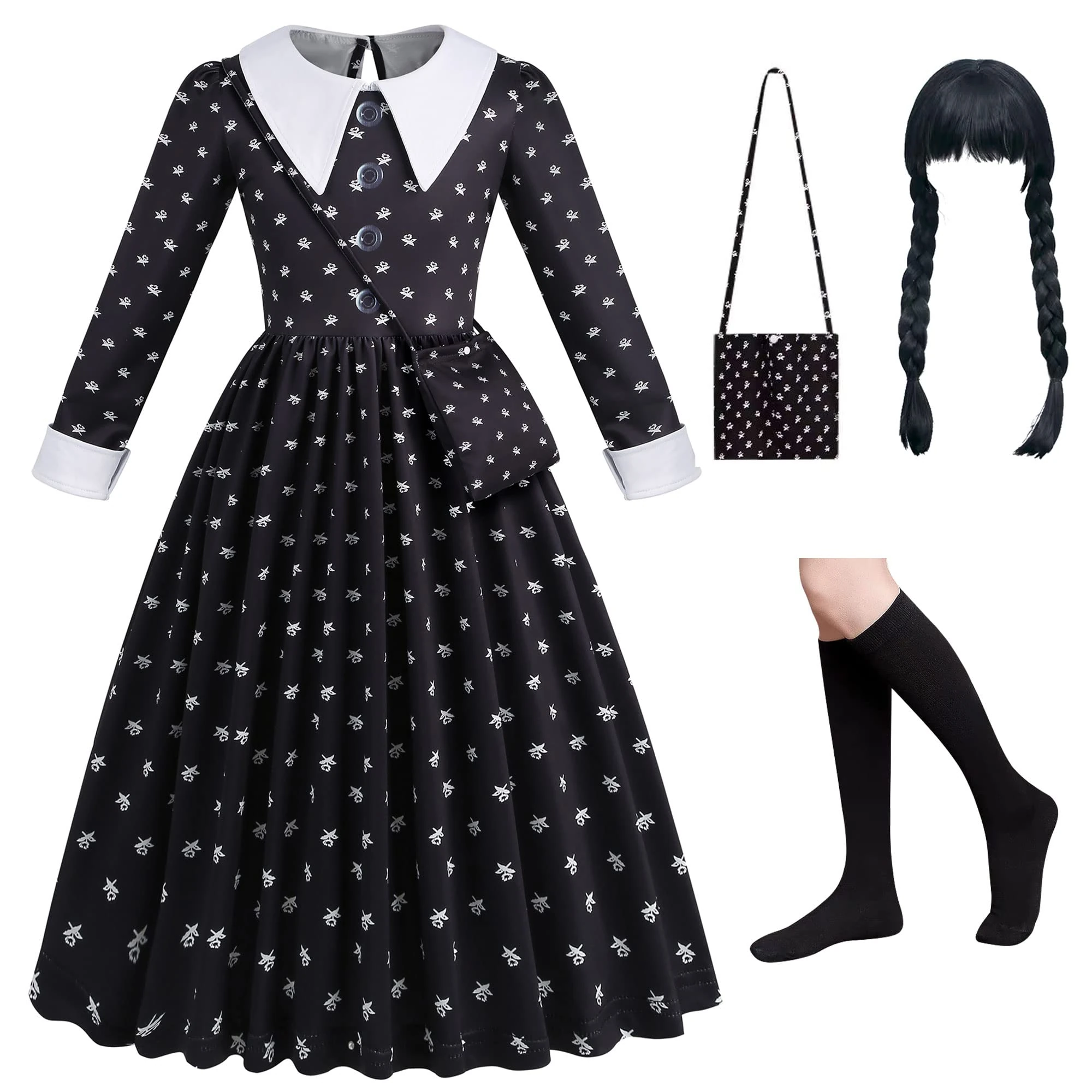 Wednessday Costume Black Costume Girls Dress for Kids Black Girls Wednessday Kids Party Dresses 4-13 Years
