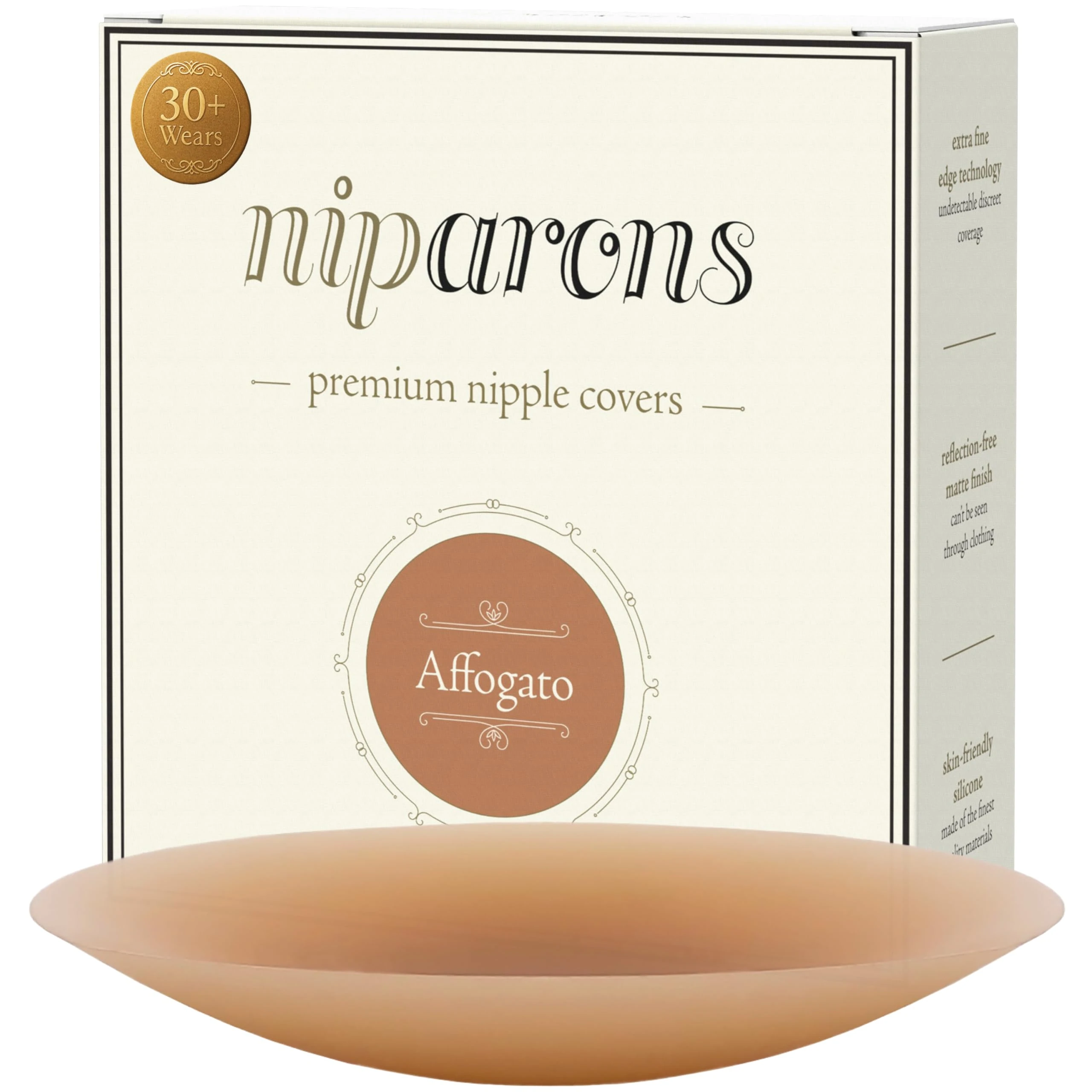 Niparons Premium Nipple Covers - Invisible, Reusable Adhesive Silicone Pasties (Affogato, 8cm)