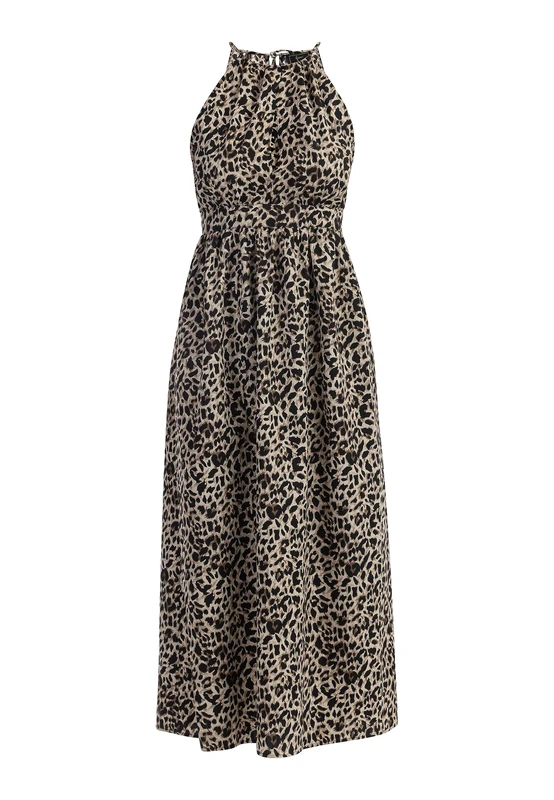 nascita Women's Leopard Print Maxi Dress, Beige Leo, M