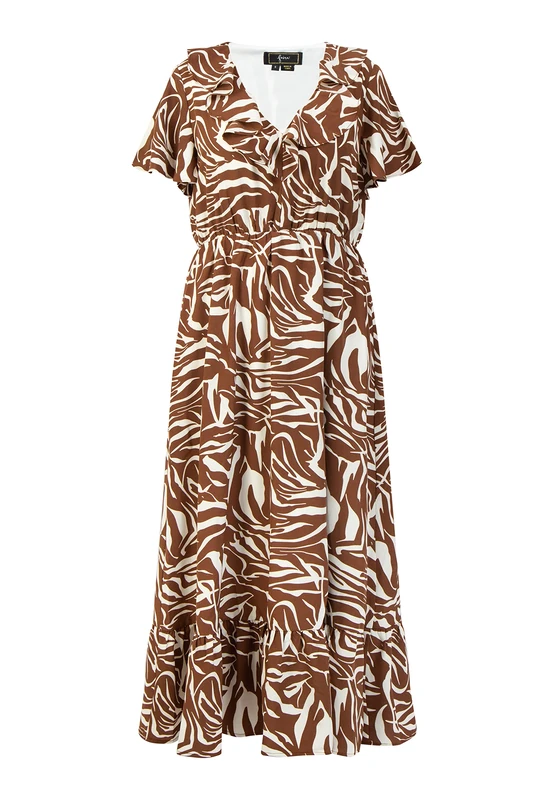 nelice Women's Dress-Zebra Print, Brown White, M - Image 1