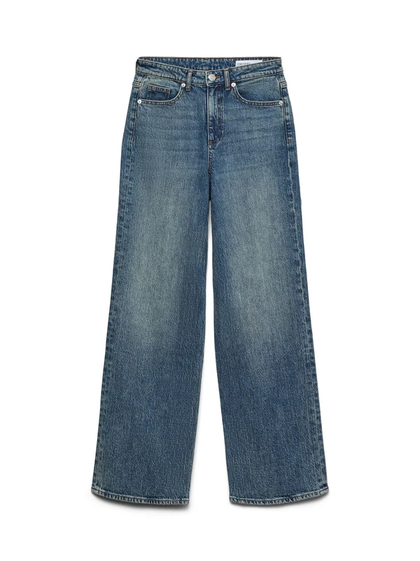 VERO MODA Female Wide Cut VMTESSA High Waist Wide Cut Jeans, Medium Blue (Medium Blue Denim), 27W x 32L