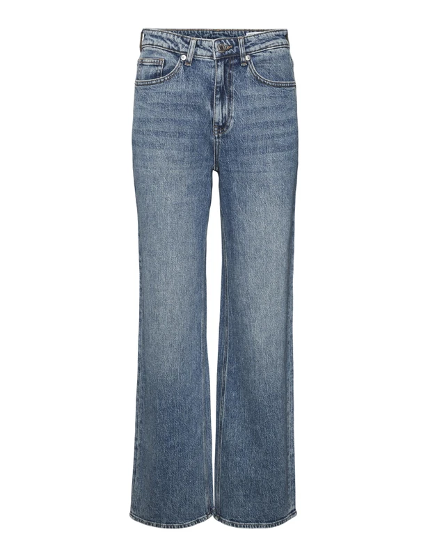 VERO MODA Womens Vmtessa Hr Ra394 Ga Noos Wide Jeans, Medium Blue Denim/Detail:Tinted, 27W / 30L UK