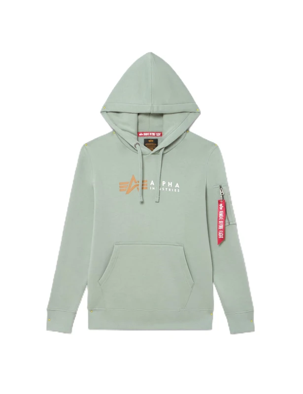Alpha Industries Men's Alpha Label Hoody Hooded Sweatshirt, Dusty Green, XS