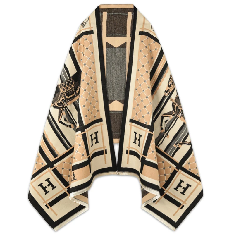 EXTREE Scarfs for Women Pashmina Silky Shawl Wrap for Evening Dressing Blanket Open Front Poncho Cape, Aez-white, Standard