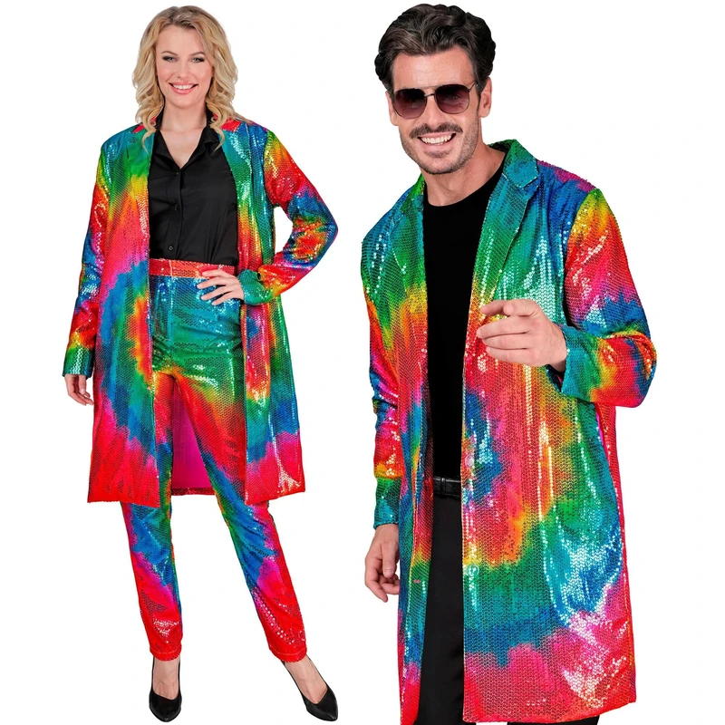 WIDMANN - Party Fashion Sequin Coat Rainbow Color Jacket Vest Party Outfit Disco Carnival