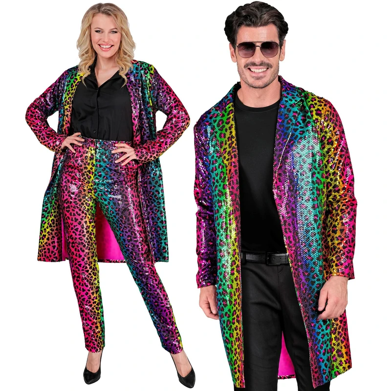 Widmann - Party Fashion Sequin Coat, Leopard Pattern, Vest, Jacket, Party Outfit, Carnival, Animal Print