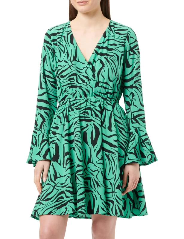 paino Women's Dress-Zebra Print, Green/Black, S