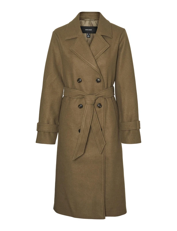 VERO MODA Women's Vmfortunevega Long Trench Coat Ga Noos, Capers, S