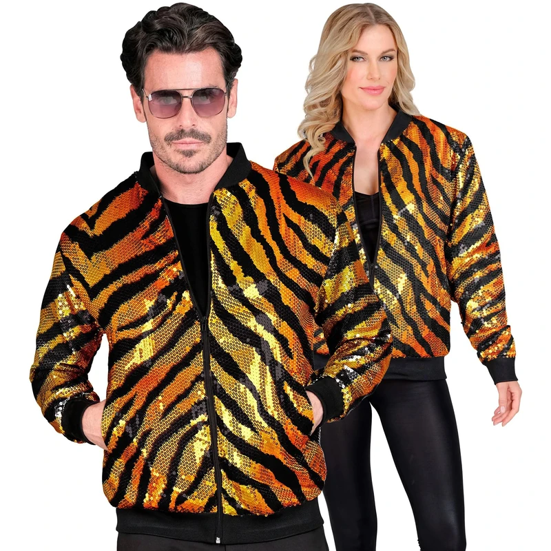 W WIDMANN MILANO Party Fashion - Party Fashion Bomber Jacket, Sequin Jacket, Vest, Party Outfit, Disco, Animal Print