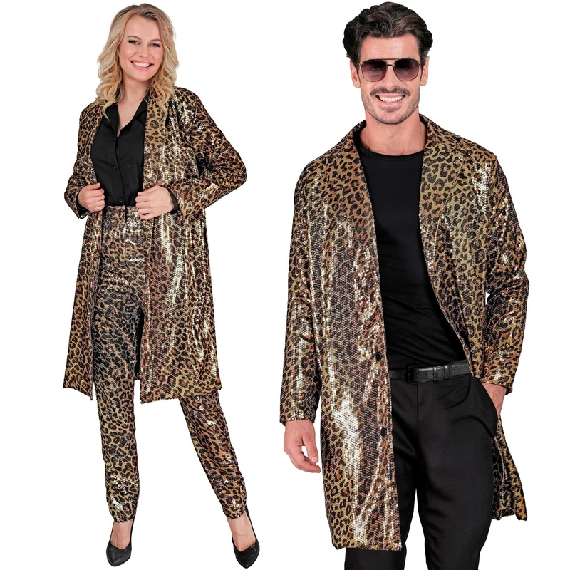 Widmann - Party Fashion Sequin Coat, Leopard Pattern, Vest, Jacket, Party Outfit, Carnival, Animal Print