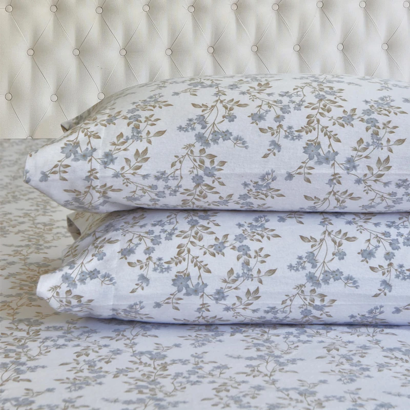 Elegant Comfort Ultra Soft 4-Piece 100% Turkish Cotton Flannel Sheet Set - Holiday Christmas Flannel Sheets, Warm and Cozy Anti-Pill Premium Quality, Deep Pocket Fitted Sheet- Full, Maya Flower