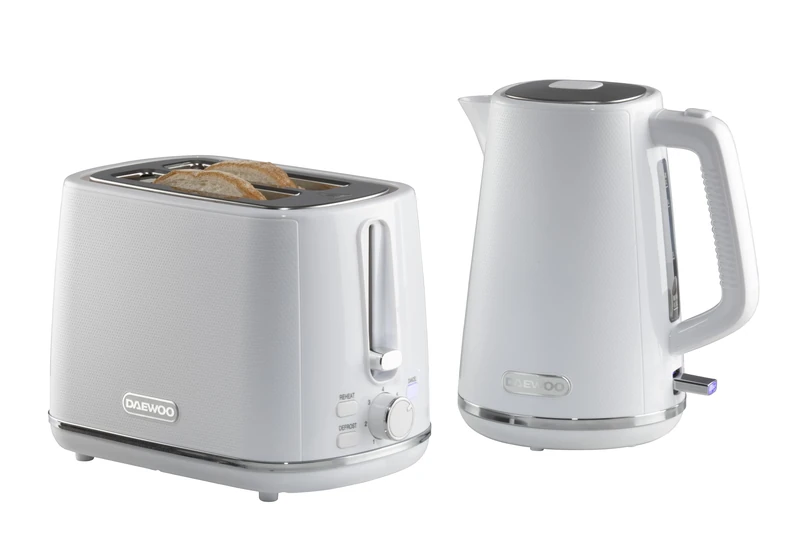 Daewoo Stirling, Jug Kettle & Toaster Set, White
