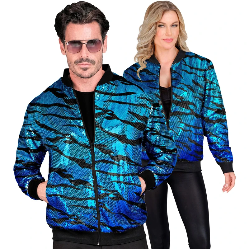 Widmann W MILANO Blue Sequin Bomber Jacket - Party Outfit