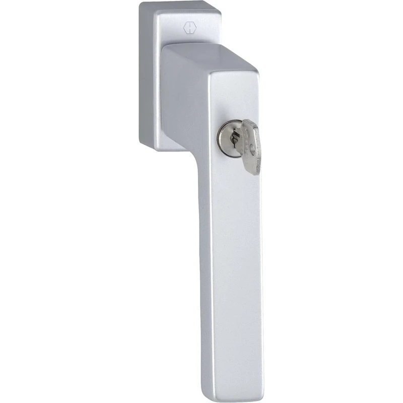 HOPPE 3937860 Window Handle Toulon Locking Cylinder TBT, 7 x 37 mm, Silver anodised, VK 7x37 mm, Silber eloxiert