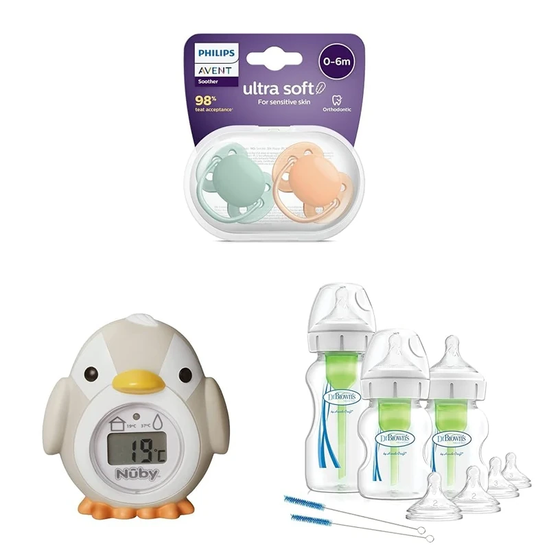 Amazon Bundles of Joy - Newborn kit (0-6 Months) by Philips, Nuby and Dr.Brown's, Bottles, Soother and Thermometer