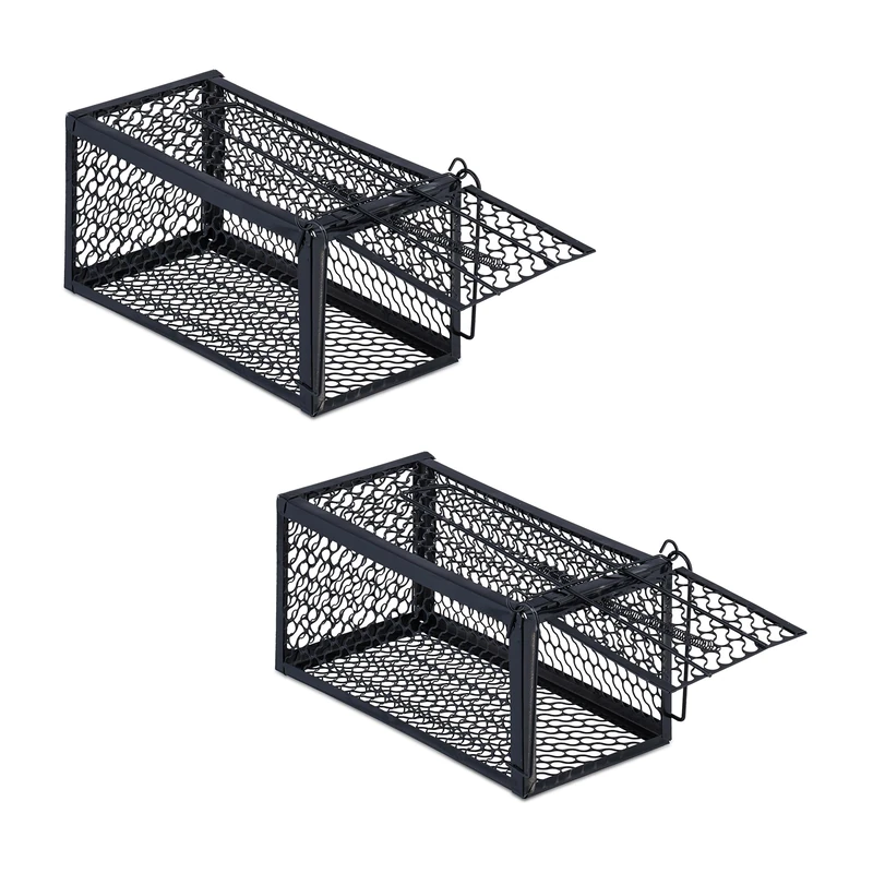 Relaxdays Live Mouse Trap Set of 2 - Black Rodent Traps