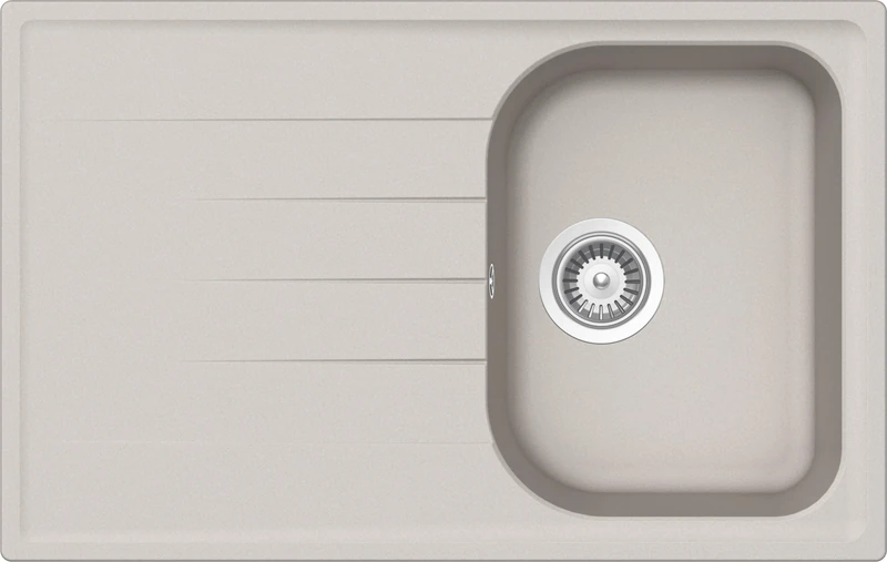 SCHOCK | Lithos 1 Small Bowl Kitchen Sink with Drip Tray, Reversible Bath, Cristalite® Material, New Alumina, 790 x 500 mm - Image 1