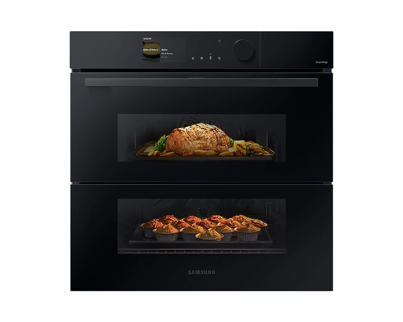 Samsung 76L Oven With Dual Cook Flex Bespoke Series 6 Black Glass NV7B6785JAK/U4 (Renewed)