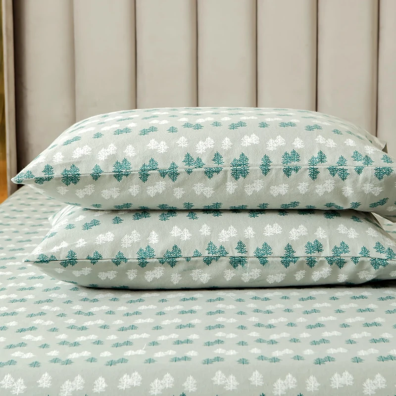 Elegant Comfort Ultra Soft 4-Piece 100% Turkish Cotton Flannel Sheet Set - Holiday Christmas Flannel Sheets, Warm and Cozy Premium Quality, Deep Pocket Fitted Sheet- Queen, Double Tree