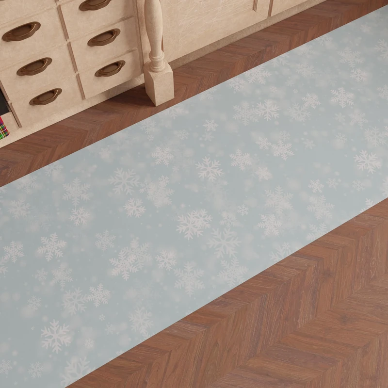 PETTI Artigiani Italiani - Christmas Kitchen Rug, Christmas Kitchen Runner, Non-Slip and Washable Christmas Kitchen Rug, 52x480 cm Snow Christmas Rug, Made in Italy