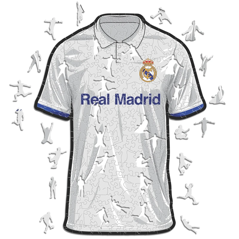 Iconic Puzzles, Real Madrid Jersey, 100% eco-sustainable wooden puzzle with official license,Size L, 500 Pcs