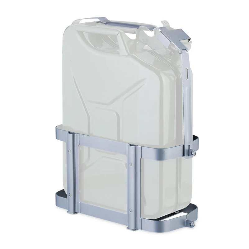 Relaxdays Petrol Can Holder, 10 & 20 L Spare Canister Bracket, Lockable, Car & Motorbike Accessory, Mounted, Iron, Grey