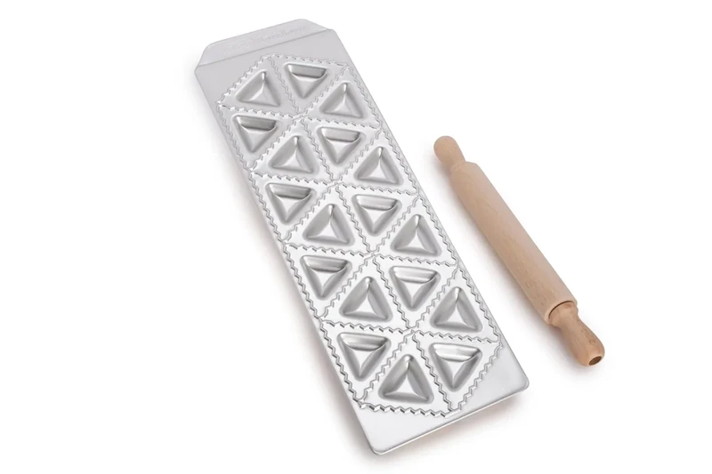 Imperia Raviolamp Classic Line. 100% Made in Italy. Ravioli mold. Pasta machine accessory for ravioli. Aluminum fresh pasta cutter kitchen accessory. With rolling pin.