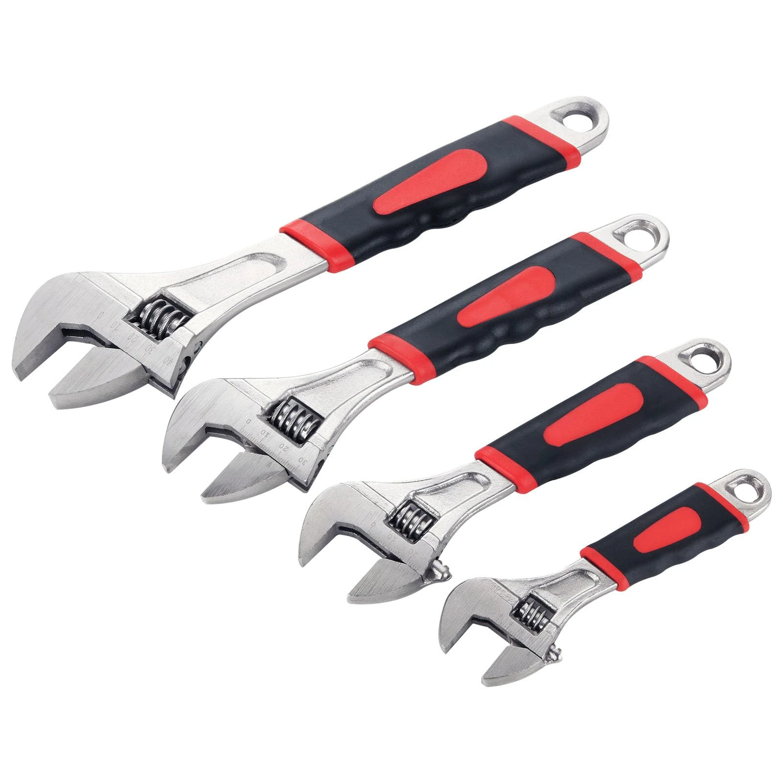 MUXHEL 4PCS Adjustable Spanner Set, 4 Sizes Adjustable Wrench Set with Soft Grip, Multifunctional Carbon Steel Shifter Spanner Sets for Pipeline Building Machinery Home (6"+8"+10"+12")
