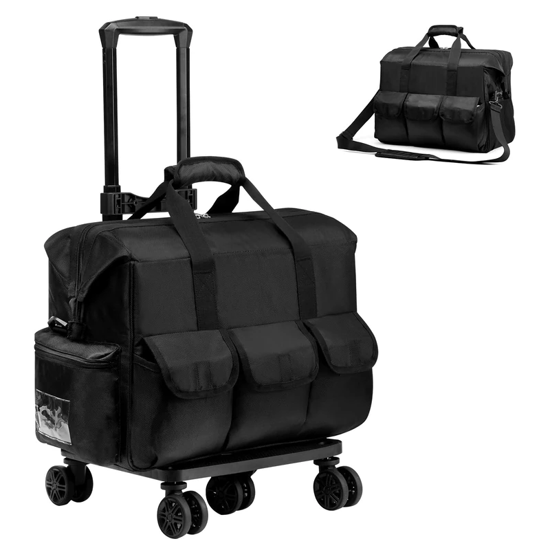 Nurse Rolling Medical Duffle Bag Work Nursing Clinical Home Health CNA Nr Gift Carry On Bag Wheel Doctor EMT EMS Healthcare, Black, 18.5 x 10.7 x 13 inches, Nurse Rolling Medical Duffle Bag