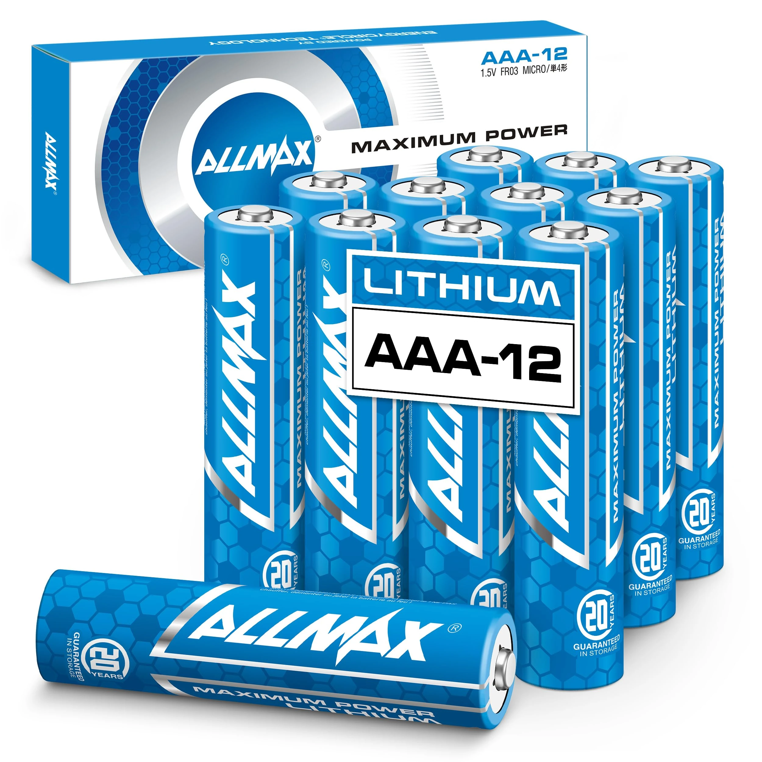 Allmax AAA Maximum Power Lithium Batteries (12 Count) – Longest Lasting, Leakproof, 20-Year Shelf Life, Ultimate Performance (1.5V)