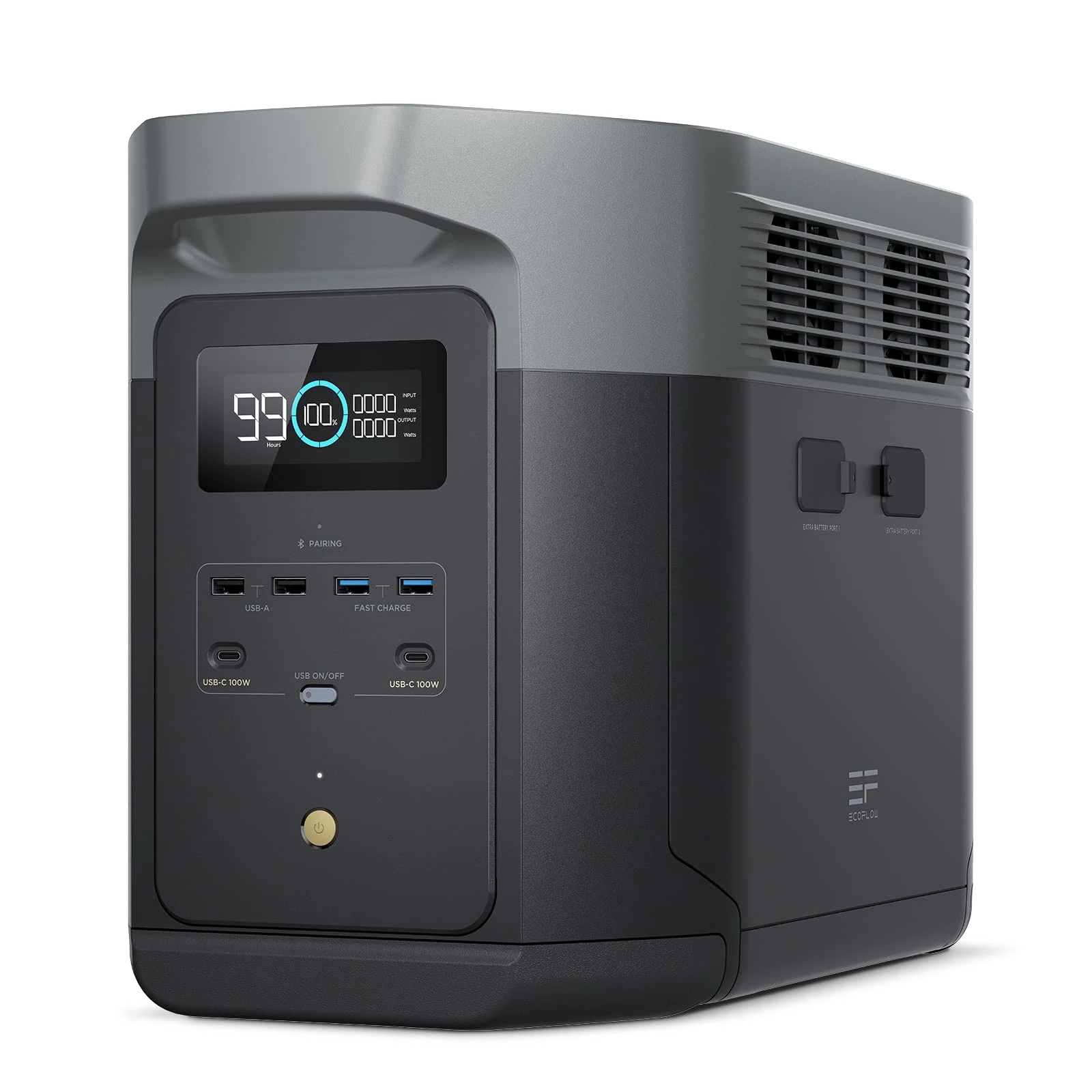 ECOFLOW DELTA 2 Max Portable Power Station, Expandable 2-6kWh, LFP Battery 3000 Cycles, Up to 3100W Output | the product is unused, only part of the packaging is defective | Renewed