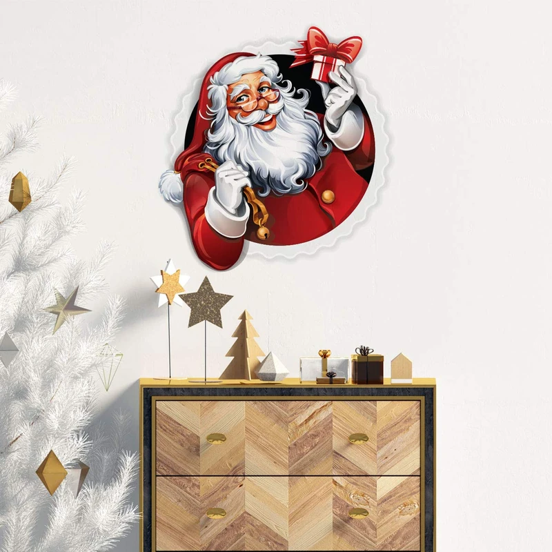 Ambiance Sticker Christmas Merry Christmas Self-Adhesive Stickers Christmas Decoration for Bedroom and Living Room Santa Design – H125 x L120 cm - Image 1